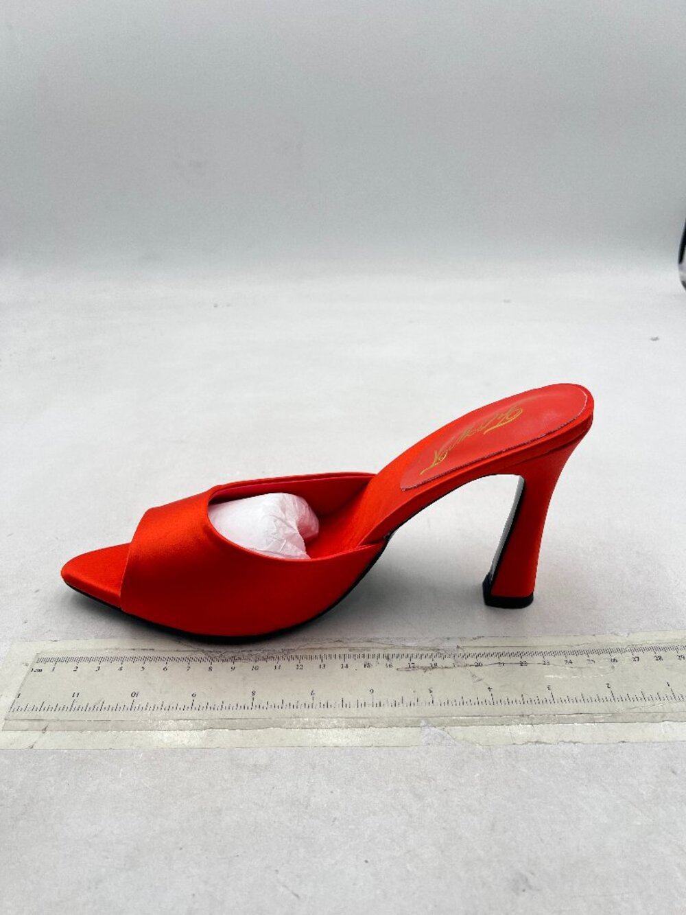 FOWT Orange Pointed Peep Toe Mules Block High Heel Slippers Slip on Shoes